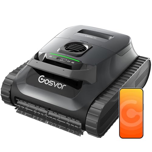 Gosvor (2026 Upgrade) Gosvor Pool Vacuum LiteVac G1, Wall & Waterline & Shallow Area Cleaning, Up to 200-Min Runtime, Ultra-fine Filter, 15.2 lbs, Smart Navigation & App, for Pools up to 2153 sq.ft, Gray