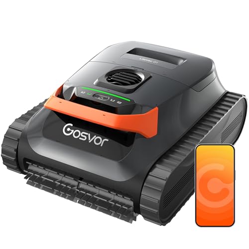 Gosvor (2026 Upgrade) Gosvor Pool Vacuum LiteVac G1, Wall & Waterline & Shallow Area Cleaning, Up to 200-Min Runtime, Ultra-fine Filter, 15.2 lbs, Smart Navigation & App, for Pools up to 2153 sq.ft, Orange