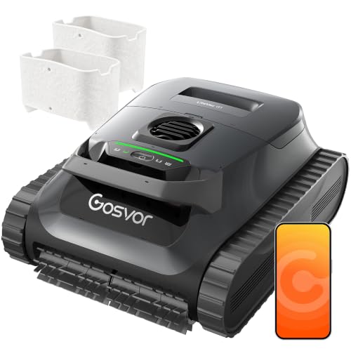 Gosvor LiteVac G1 Pool Vacuum, with Extra 3-Micron Fine-Filters 2 Pack, Wall & Waterline & Platform Cleaning, 15.2 lbs Ultra-Lightweight, Up to 200-Min Runtime, Smart Navigation & App, Grey